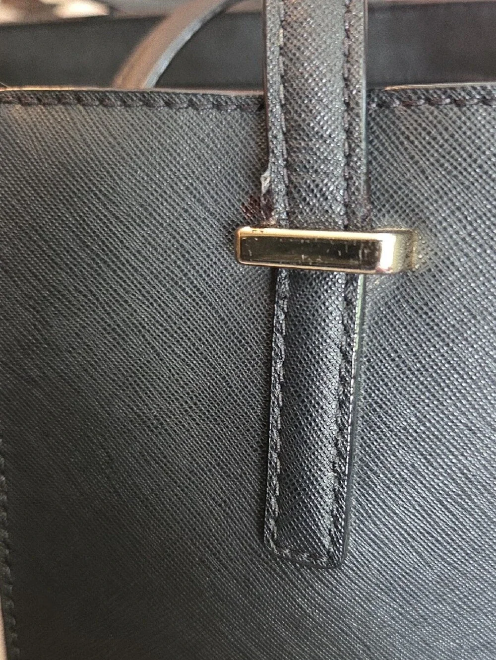kate spade Black and Cream Center-Stripe Leather Tote